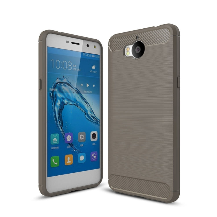 For Huawei Y5 (2017) Brushed Texture Carbon Fiber Shockproof TPU Rugged Armor Protective Case