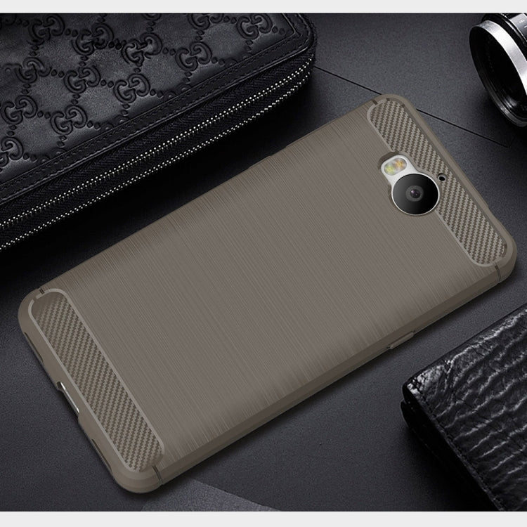 For Huawei Y5 (2017) Brushed Texture Carbon Fiber Shockproof TPU Rugged Armor Protective Case