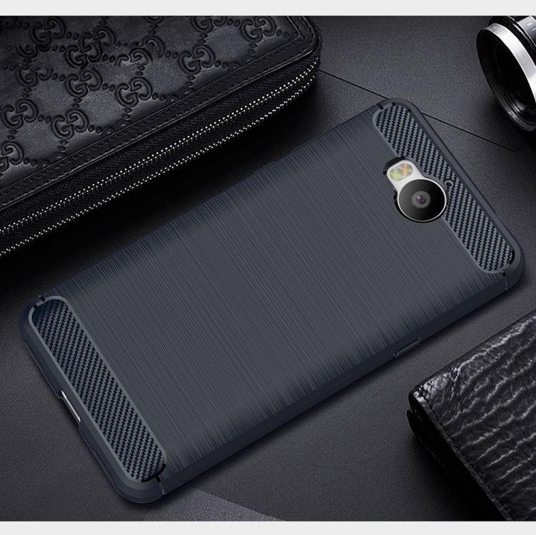 For Huawei Y5 (2017) Brushed Texture Carbon Fiber Shockproof TPU Rugged Armor Protective Case