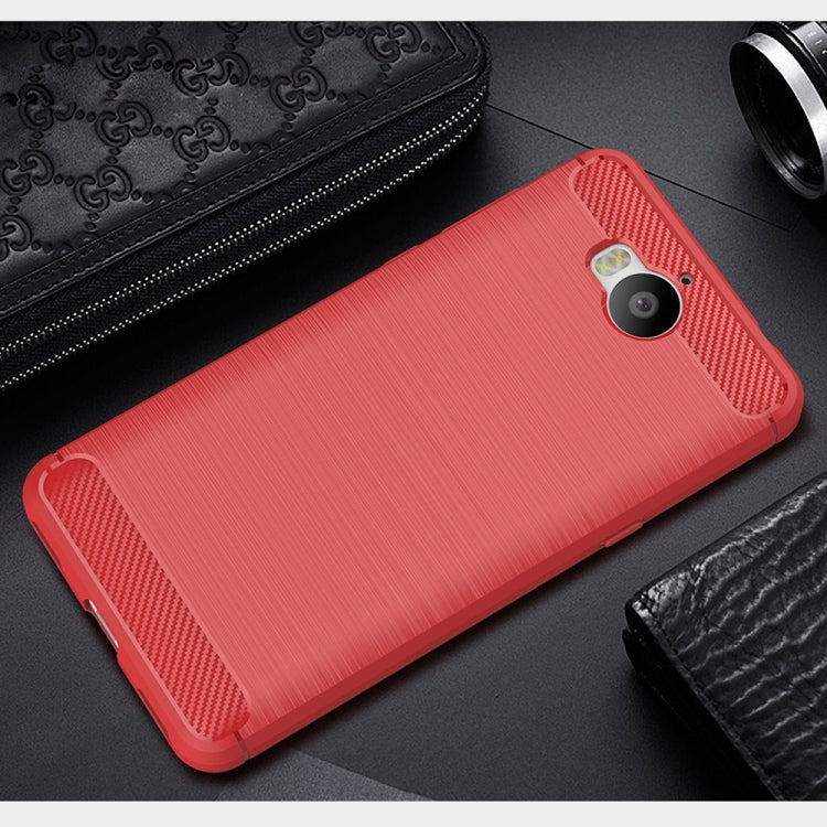 For Huawei Y5 (2017) Brushed Texture Carbon Fiber Shockproof TPU Rugged Armor Protective Case