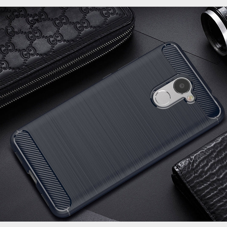 For Huawei Enjoy 7 Plus Brushed Texture Carbon Fiber Shockproof TPU Rugged Armor Protective Case