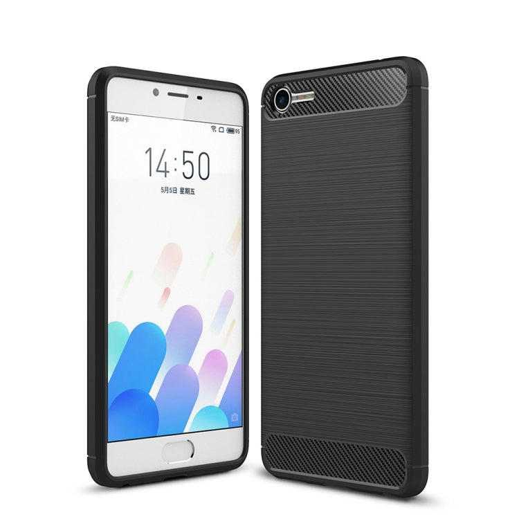 For Meizu  Meilan E2 Brushed Texture Carbon Fiber Shockproof TPU Rugged Armor Protective Case