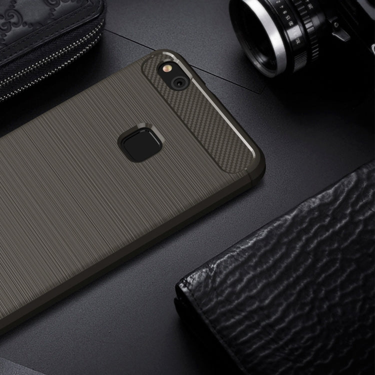 For Huawei P10 Lite Brushed Carbon Fiber Texture Shockproof TPU Protective Cover Case
