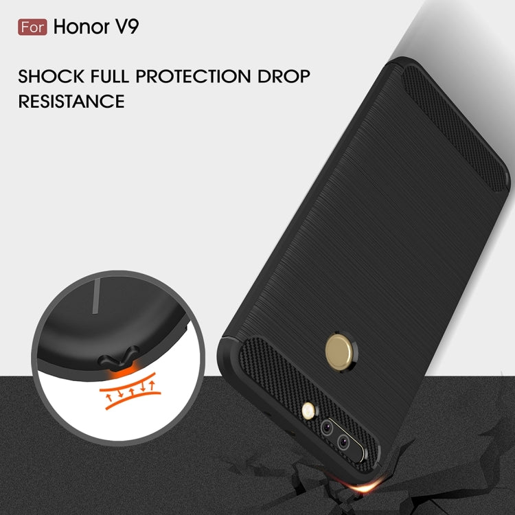 For Huawei  Honor V9 Brushed Carbon Fiber Texture Shockproof TPU Protective Cover Case