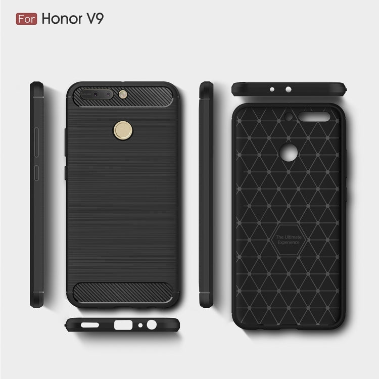 For Huawei  Honor V9 Brushed Carbon Fiber Texture Shockproof TPU Protective Cover Case