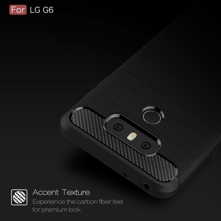 For LG G6 Brushed Carbon Fiber Texture Shockproof TPU Protective Cover Case