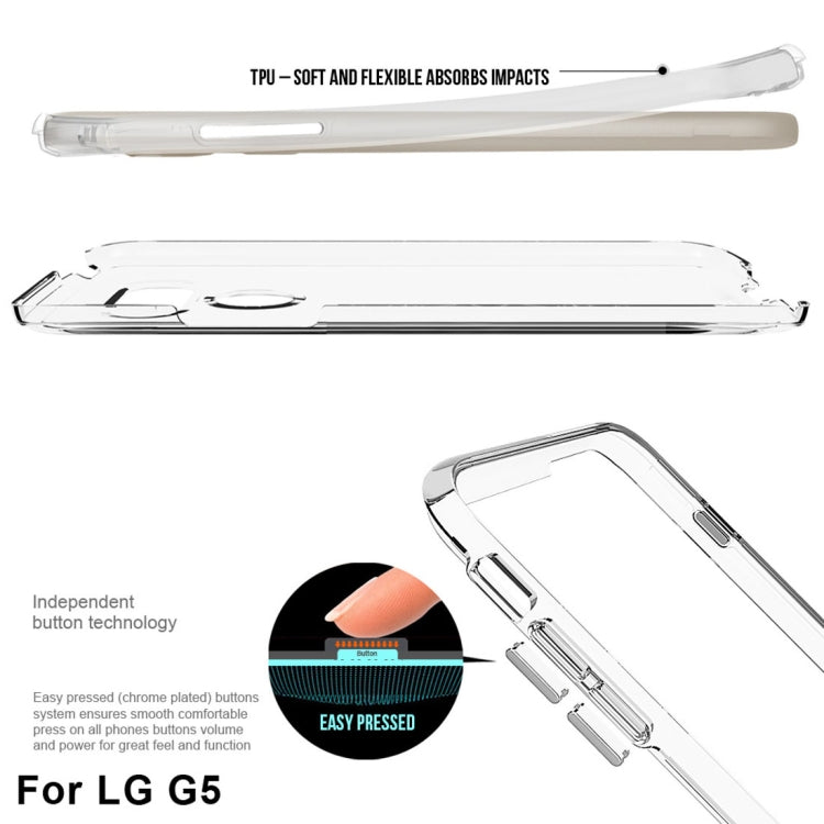 For LG G5 PC + TPU Chrome Plated Press Button Transparent Protective Back Cover Case(Transparent)