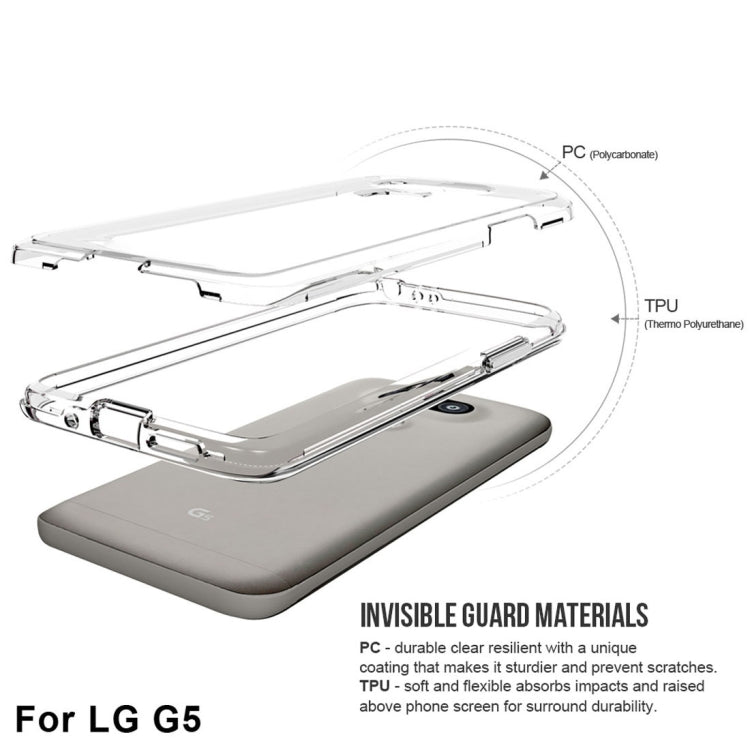 For LG G5 PC + TPU Chrome Plated Press Button Transparent Protective Back Cover Case(Transparent)