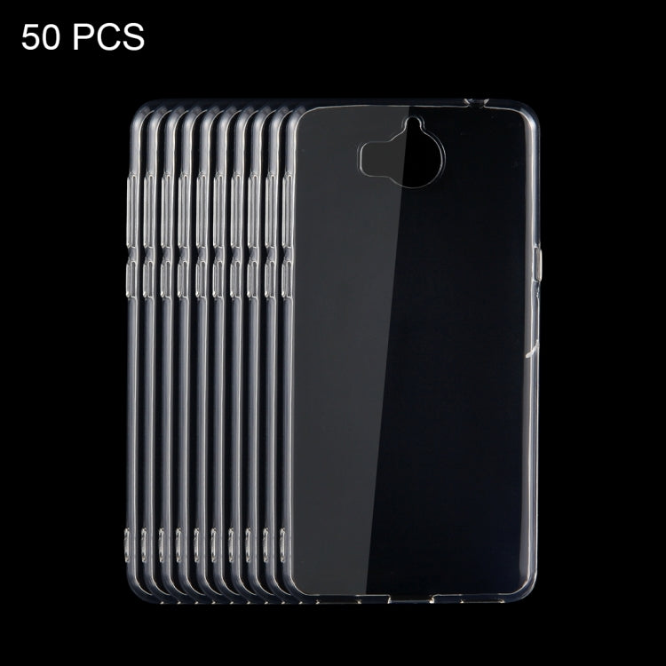 50 PCS for  Huawei Y5 (2017) 0.75mm TPU Transparent Protective Case Back Cover Shell