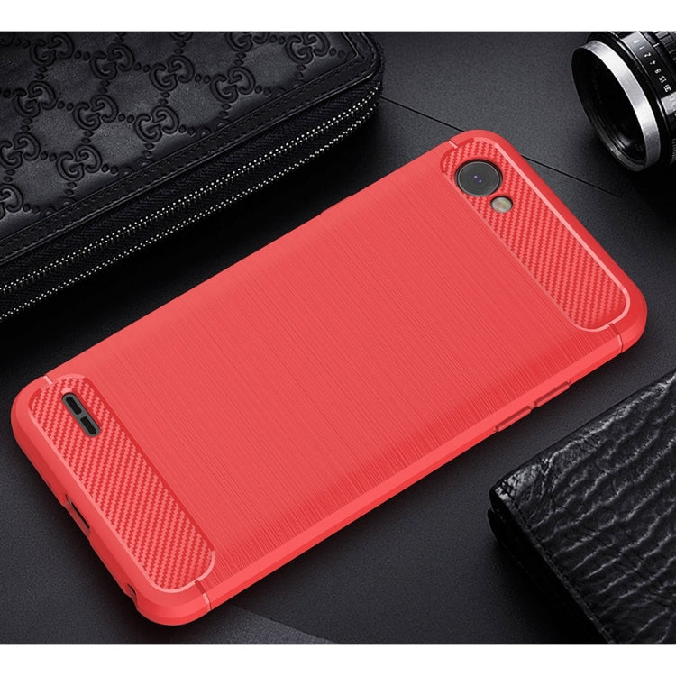 For LG Q6 Brushed Texture Carbon Fiber Shockproof TPU Rugged Armor Protective Case