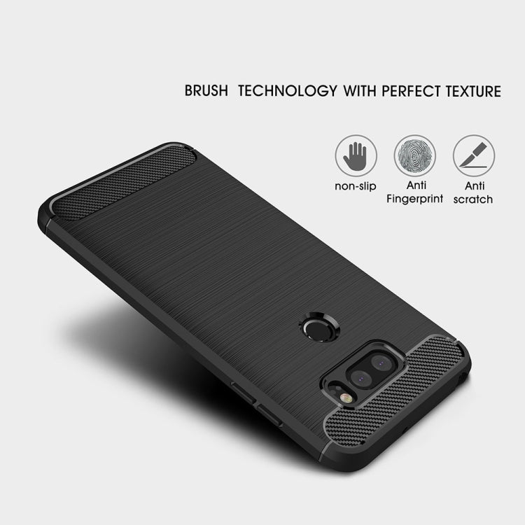 For LG V30 Brushed Texture Carbon Fiber Shockproof TPU Rugged Armor Protective Case