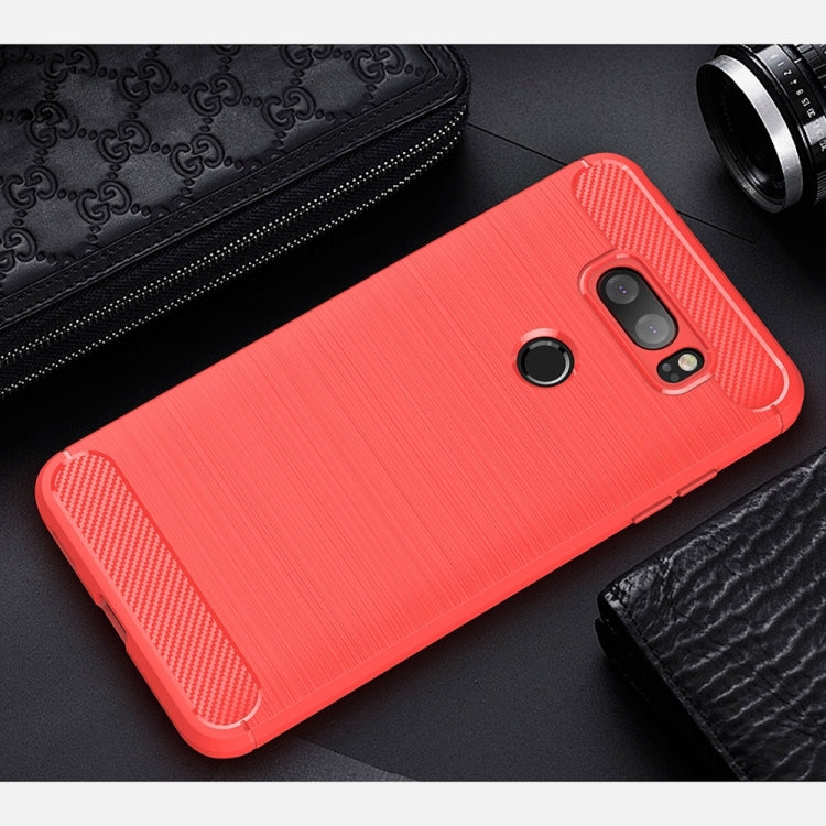 For LG V30 Brushed Texture Carbon Fiber Shockproof TPU Rugged Armor Protective Case