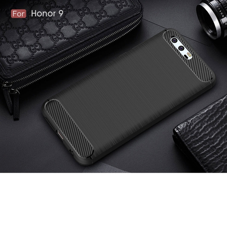 For Huawei  Honor 9 Brushed Texture Carbon Fiber Shockproof TPU Rugged Armor Protective Case