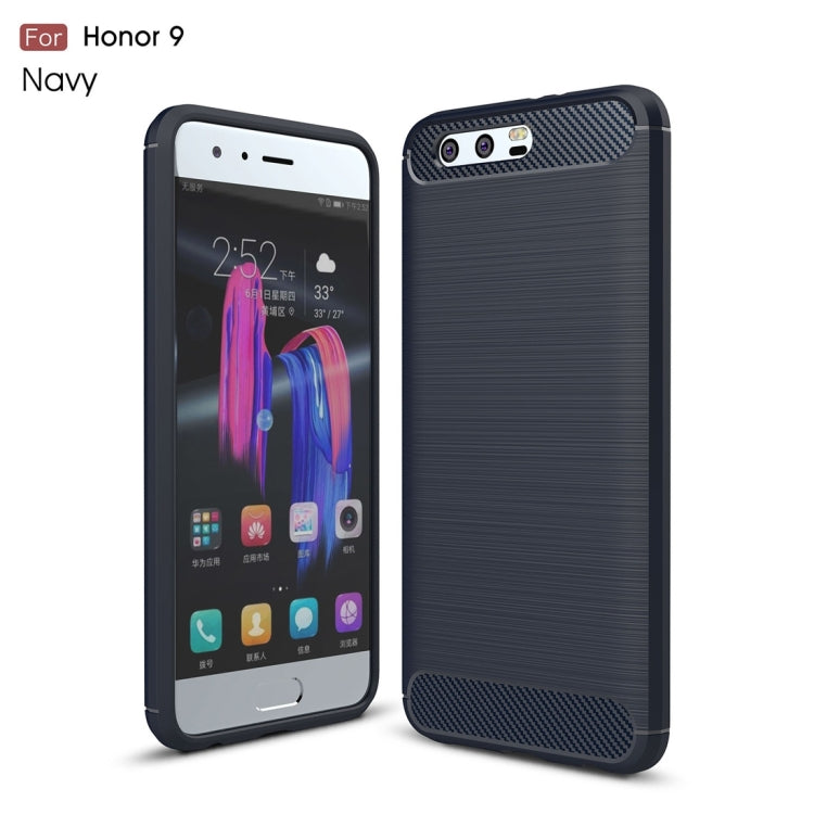 For Huawei  Honor 9 Brushed Texture Carbon Fiber Shockproof TPU Rugged Armor Protective Case