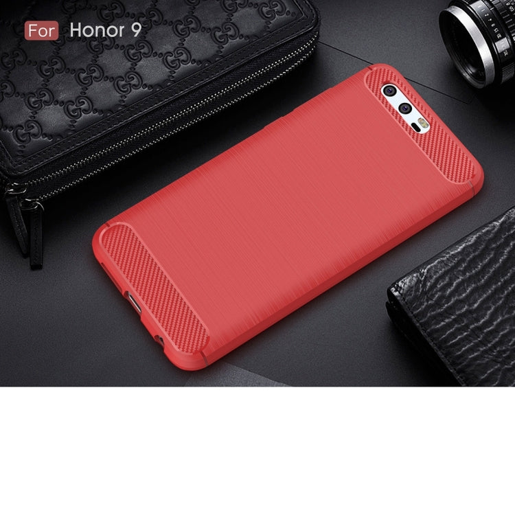 For Huawei  Honor 9 Brushed Texture Carbon Fiber Shockproof TPU Rugged Armor Protective Case