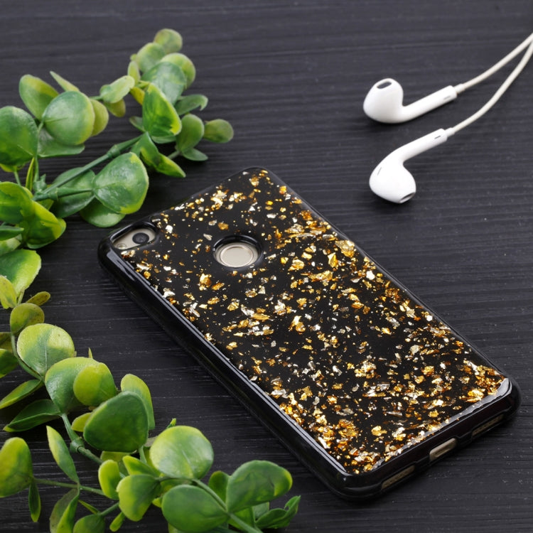 For Huawei  P8 Lite (2017) Gold Foil TPU Protective Back Cover Case