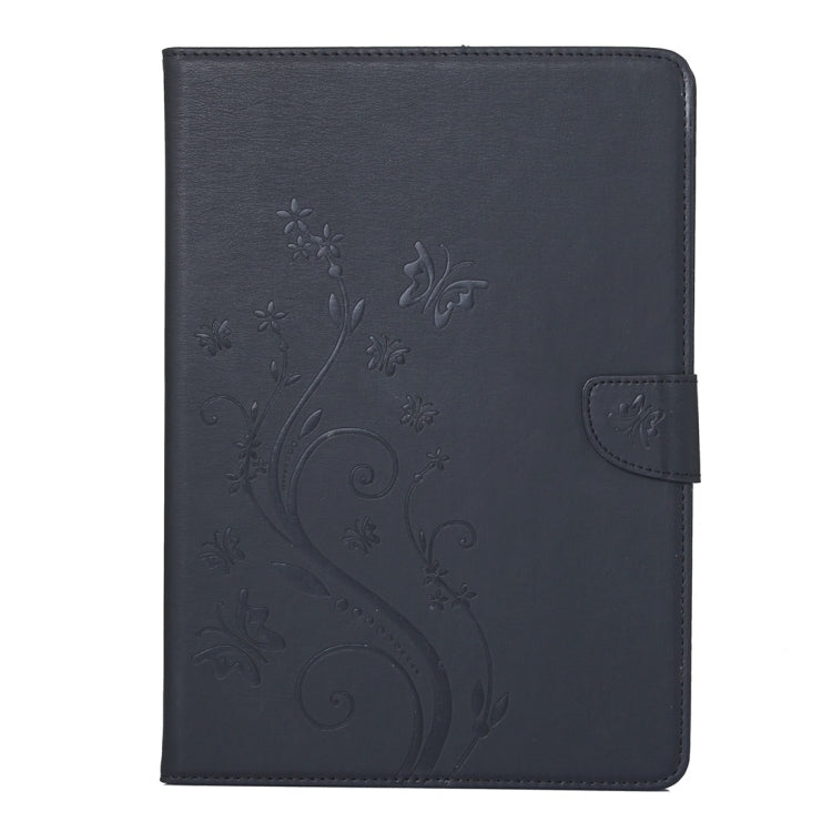 For iPad mini 3 Pressed Flowers Butterfly Pattern Horizontal Flip PU Leather Case with Magnetic Buckle & Holder & Card Slots & Wallet
