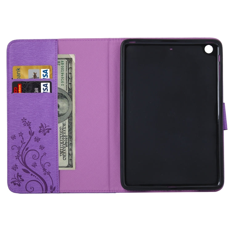 For iPad mini 3 Pressed Flowers Butterfly Pattern Horizontal Flip PU Leather Case with Magnetic Buckle & Holder & Card Slots & Wallet