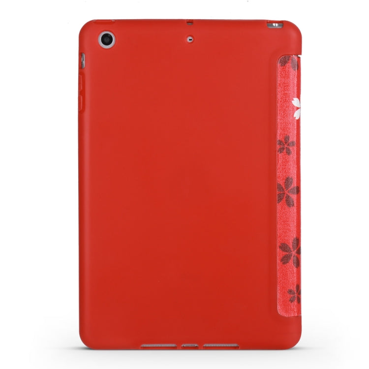 Sakura Pattern Horizontal Flip PU Leather Case for iPad mini 3 / 2 / 1, with Three-folding Holder & Honeycomb TPU Cover