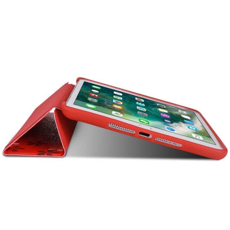 Sakura Pattern Horizontal Flip PU Leather Case for iPad mini 3 / 2 / 1, with Three-folding Holder & Honeycomb TPU Cover