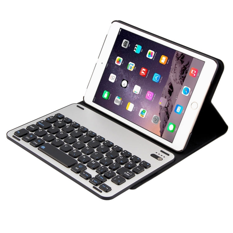 For iPad mini 3 / mini 2 / mini Detachable Aluminum Alloy Bluetooth Keyboard + Lambskin Texture Leather Tablet Case with Holder