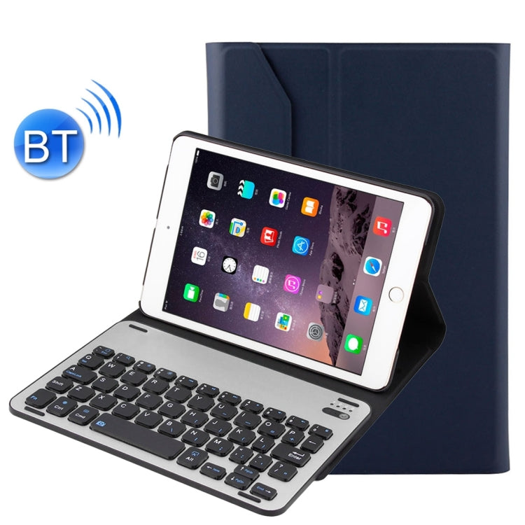 For iPad mini 3 / mini 2 / mini Detachable Aluminum Alloy Bluetooth Keyboard + Lambskin Texture Leather Tablet Case with Holder