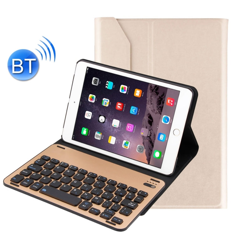 For iPad mini 3 / mini 2 / mini Detachable Aluminum Alloy Bluetooth Keyboard + Lambskin Texture Leather Tablet Case with Holder