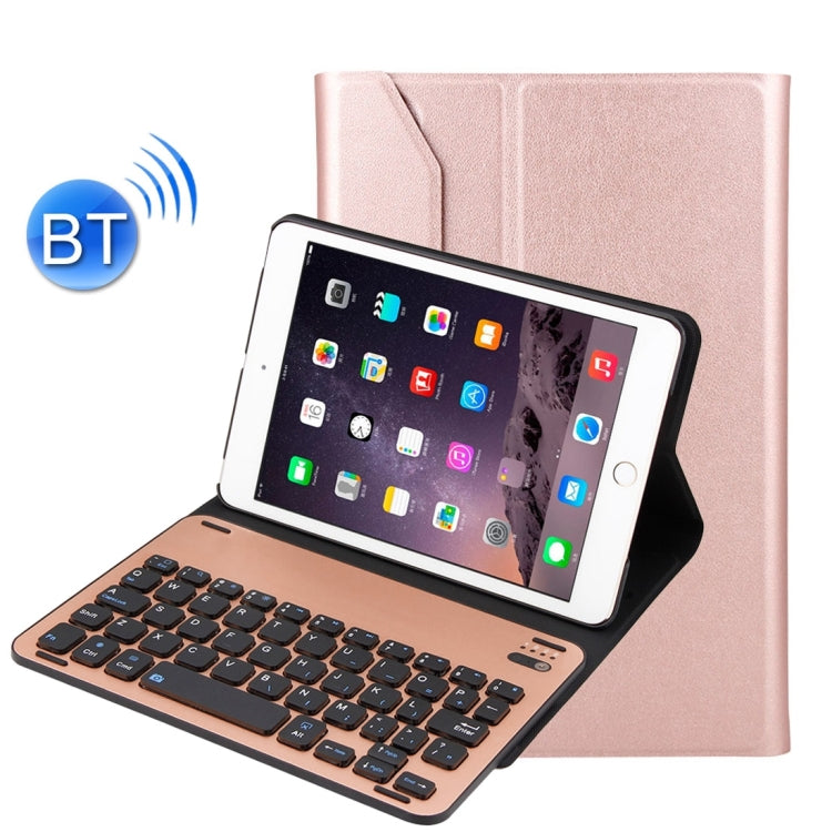 For iPad mini 3 / mini 2 / mini Detachable Aluminum Alloy Bluetooth Keyboard + Lambskin Texture Leather Tablet Case with Holder