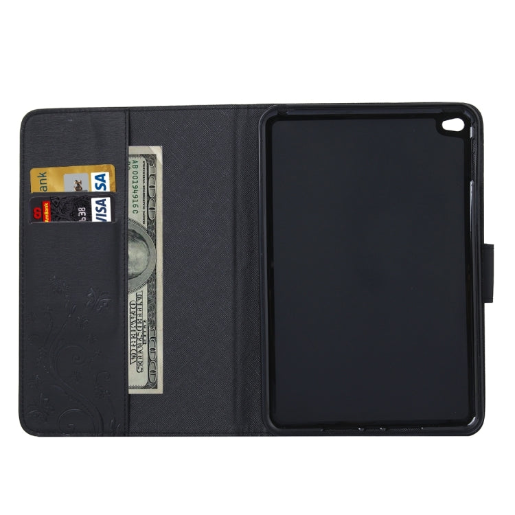 For iPad mini 4 Pressed Flowers Butterfly Pattern Horizontal Flip PU Leather Case with Magnetic Buckle & Holder & Card Slots & Wallet