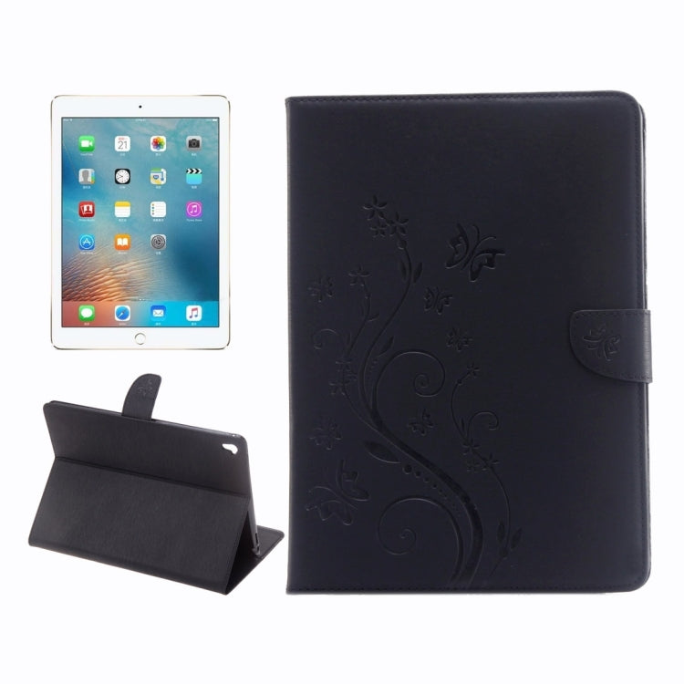 For iPad Pro 9.7inch Pressed Flowers Butterfly Pattern Horizontal Flip PU Leather Case with Magnetic Buckle & Holder & Card Slots & Wallet