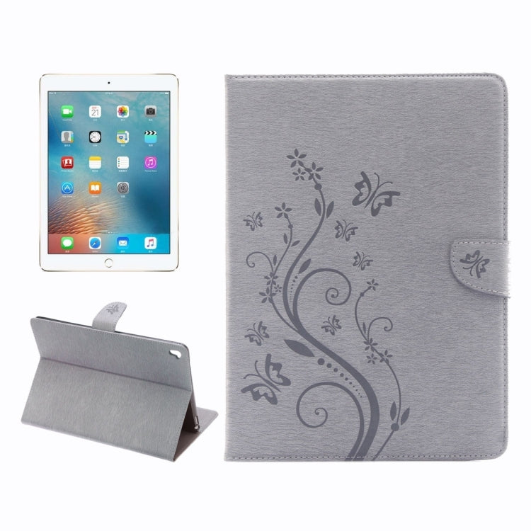 For iPad Pro 9.7inch Pressed Flowers Butterfly Pattern Horizontal Flip PU Leather Case with Magnetic Buckle & Holder & Card Slots & Wallet