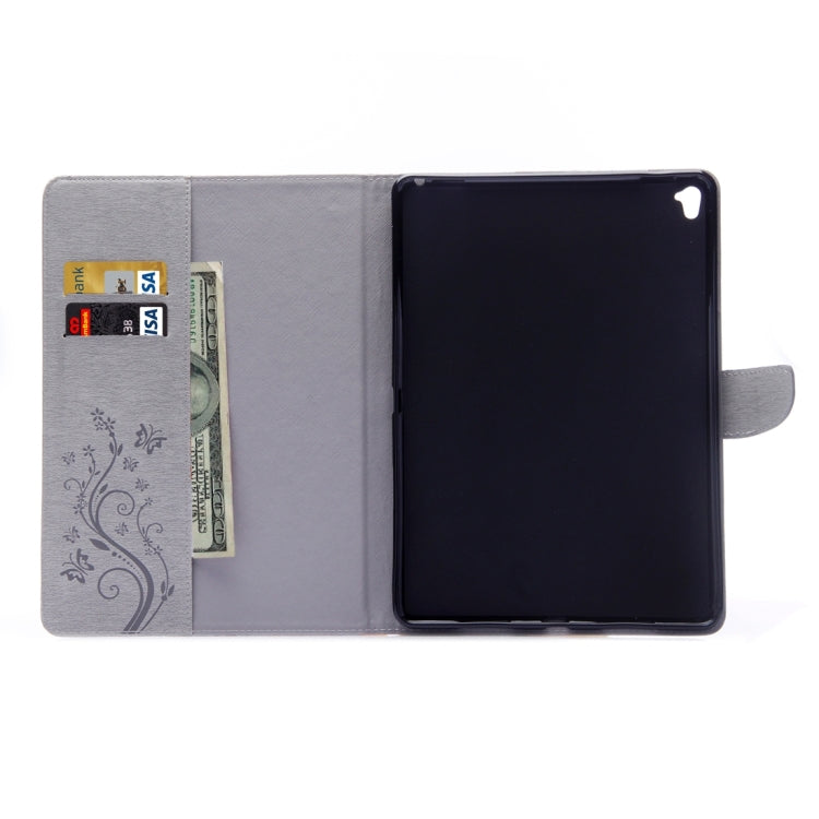 For iPad Pro 9.7inch Pressed Flowers Butterfly Pattern Horizontal Flip PU Leather Case with Magnetic Buckle & Holder & Card Slots & Wallet