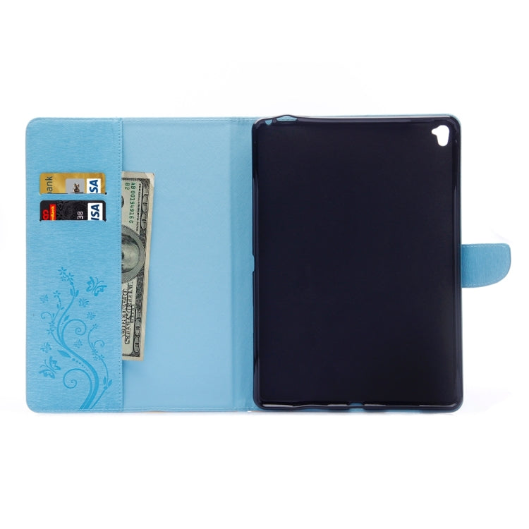 For iPad Pro 9.7inch Pressed Flowers Butterfly Pattern Horizontal Flip PU Leather Case with Magnetic Buckle & Holder & Card Slots & Wallet