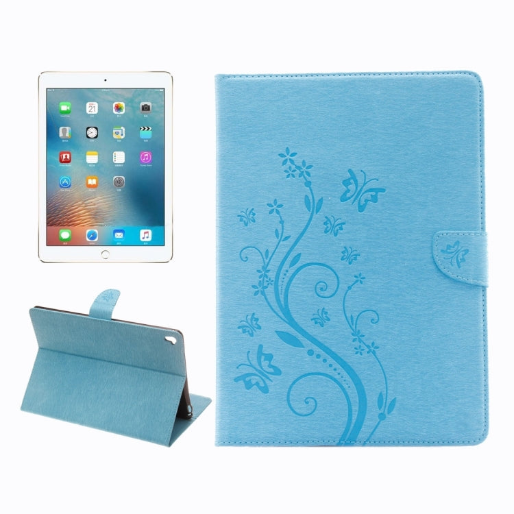 For iPad Pro 9.7inch Pressed Flowers Butterfly Pattern Horizontal Flip PU Leather Case with Magnetic Buckle & Holder & Card Slots & Wallet