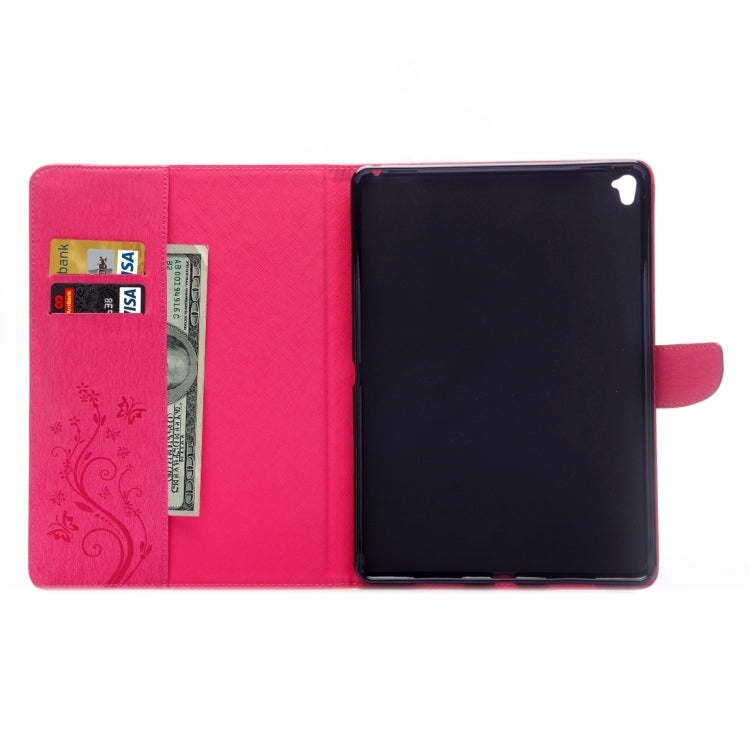 For iPad Pro 9.7inch Pressed Flowers Butterfly Pattern Horizontal Flip PU Leather Case with Magnetic Buckle & Holder & Card Slots & Wallet