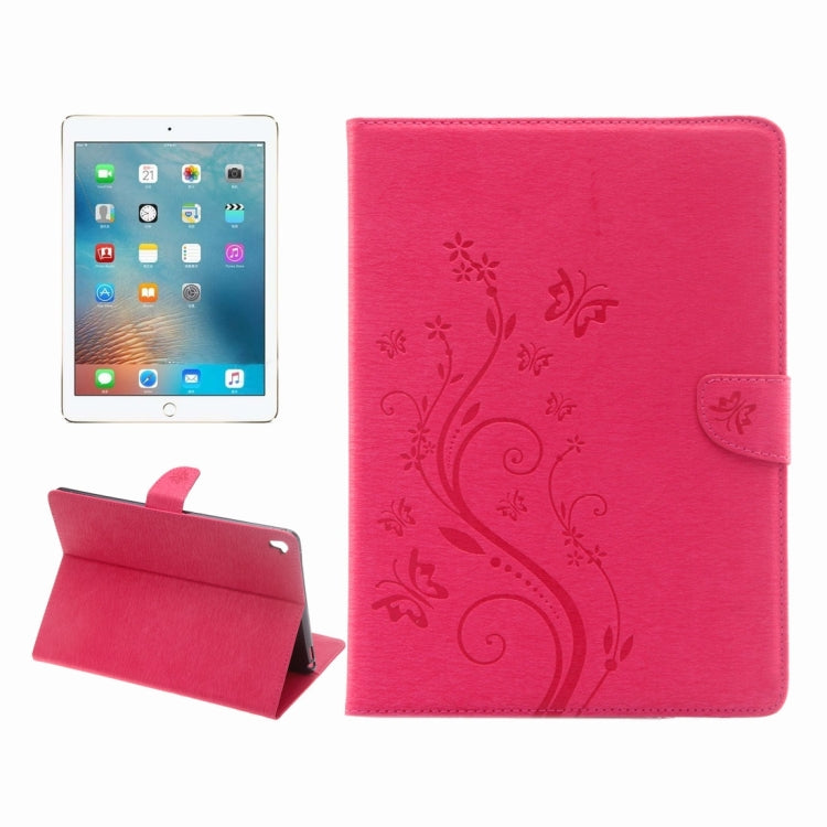 For iPad Pro 9.7inch Pressed Flowers Butterfly Pattern Horizontal Flip PU Leather Case with Magnetic Buckle & Holder & Card Slots & Wallet