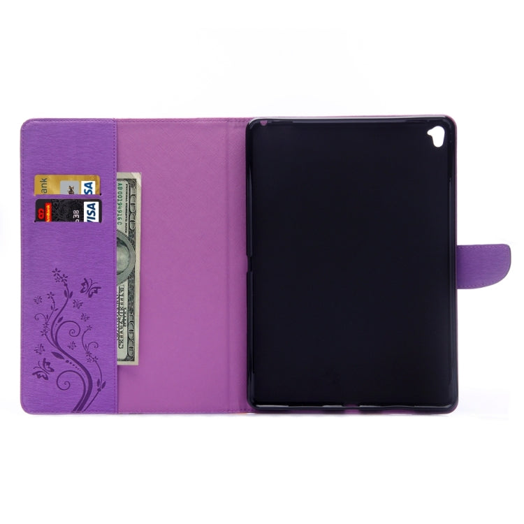 For iPad Pro 9.7inch Pressed Flowers Butterfly Pattern Horizontal Flip PU Leather Case with Magnetic Buckle & Holder & Card Slots & Wallet