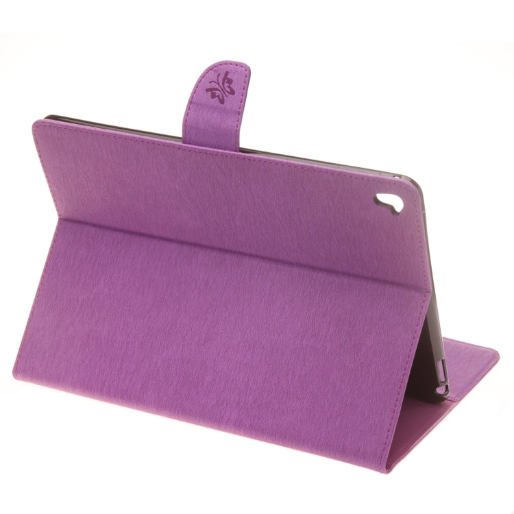 For iPad Pro 9.7inch Pressed Flowers Butterfly Pattern Horizontal Flip PU Leather Case with Magnetic Buckle & Holder & Card Slots & Wallet