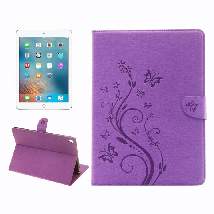 For iPad Pro 9.7inch Pressed Flowers Butterfly Pattern Horizontal Flip PU Leather Case with Magnetic Buckle & Holder & Card Slots & Wallet