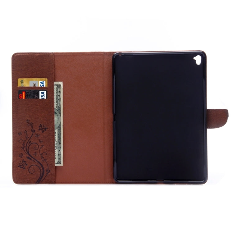 For iPad Pro 9.7inch Pressed Flowers Butterfly Pattern Horizontal Flip PU Leather Case with Magnetic Buckle & Holder & Card Slots & Wallet