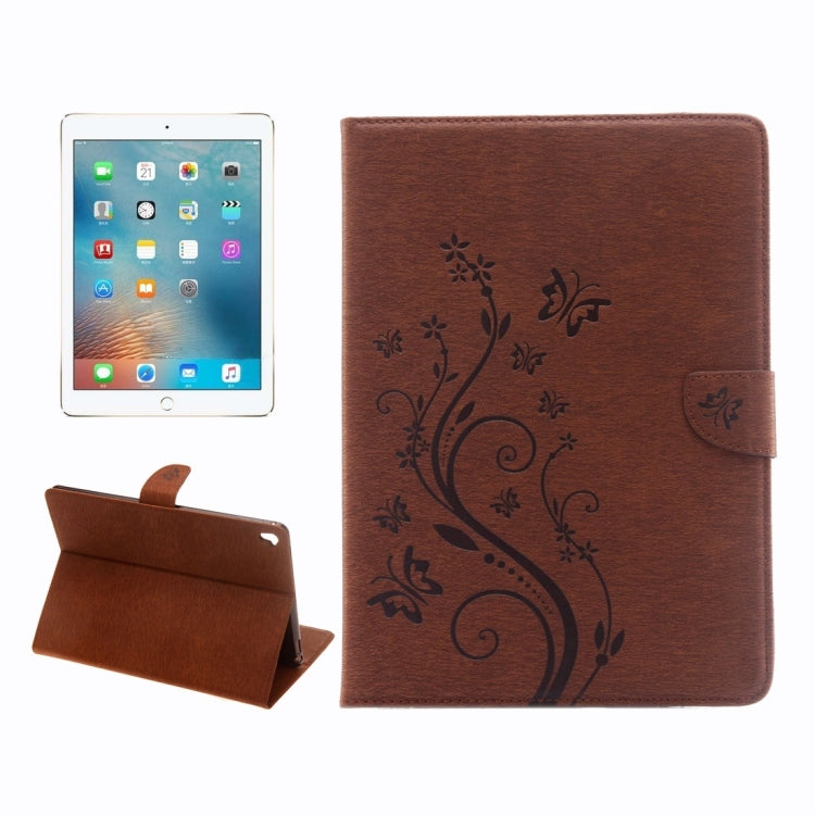 For iPad Pro 9.7inch Pressed Flowers Butterfly Pattern Horizontal Flip PU Leather Case with Magnetic Buckle & Holder & Card Slots & Wallet