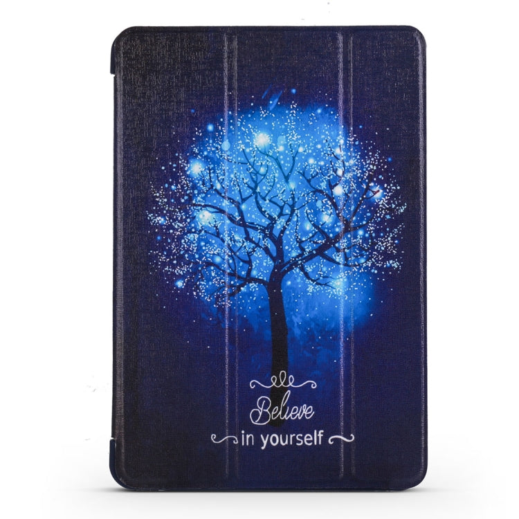 Blue Tree Pattern Horizontal Flip PU Leather Case for iPad mini 4, with Three-folding Holder & Honeycomb TPU Cover