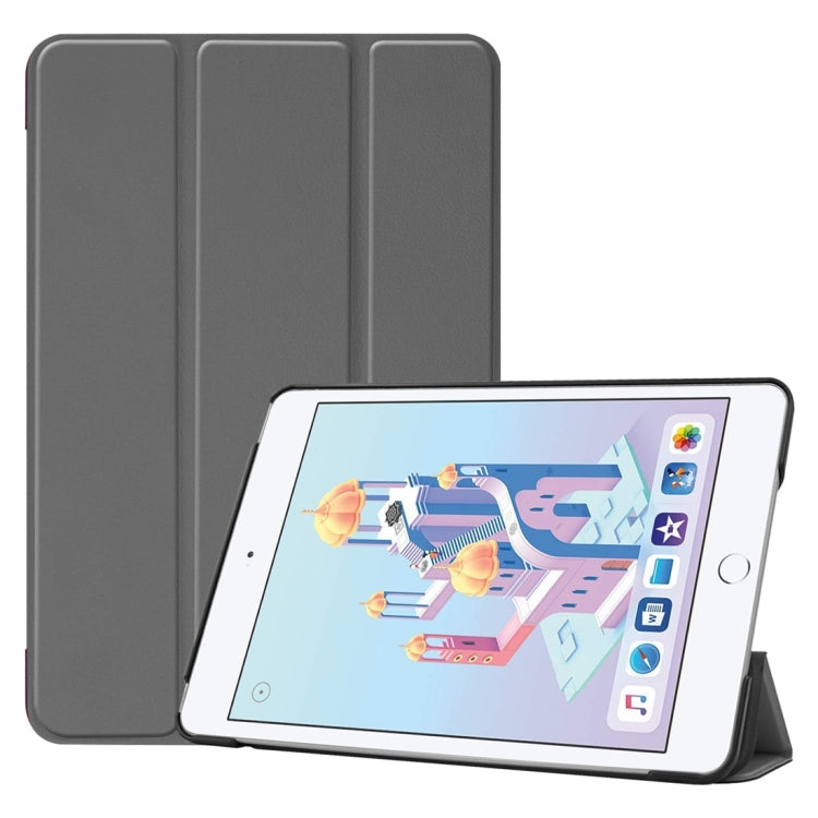 Custer Texture Horizontal Flip Smart PU Leather Case for iPad Mini 4 / Mini 5, with Sleep / Wake-up Function & Three-folding Holder