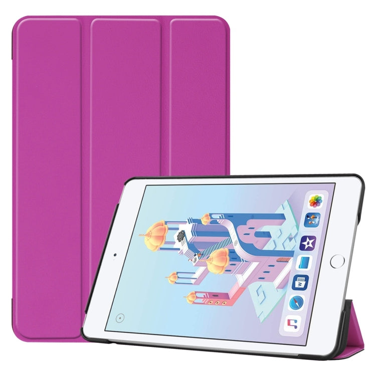 Custer Texture Horizontal Flip Smart PU Leather Case for iPad Mini 4 / Mini 5, with Sleep / Wake-up Function & Three-folding Holder