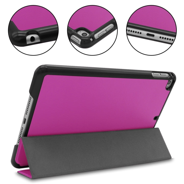 Custer Texture Horizontal Flip Smart PU Leather Case for iPad Mini 4 / Mini 5, with Sleep / Wake-up Function & Three-folding Holder