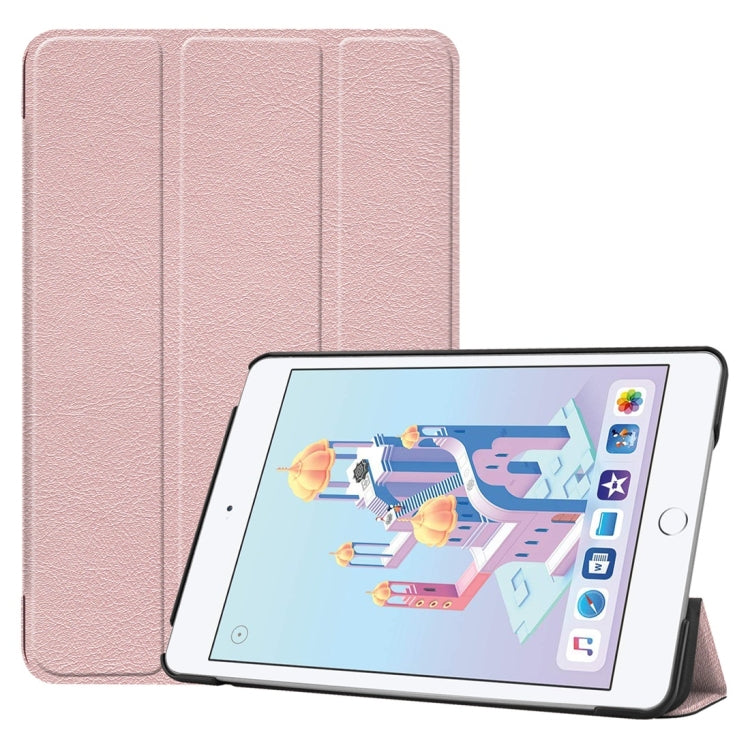 Custer Texture Horizontal Flip Smart PU Leather Case for iPad Mini 4 / Mini 5, with Sleep / Wake-up Function & Three-folding Holder