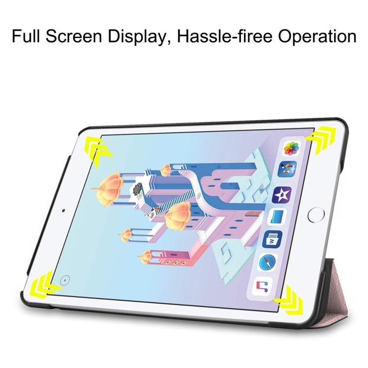 Custer Texture Horizontal Flip Smart PU Leather Case for iPad Mini 4 / Mini 5, with Sleep / Wake-up Function & Three-folding Holder