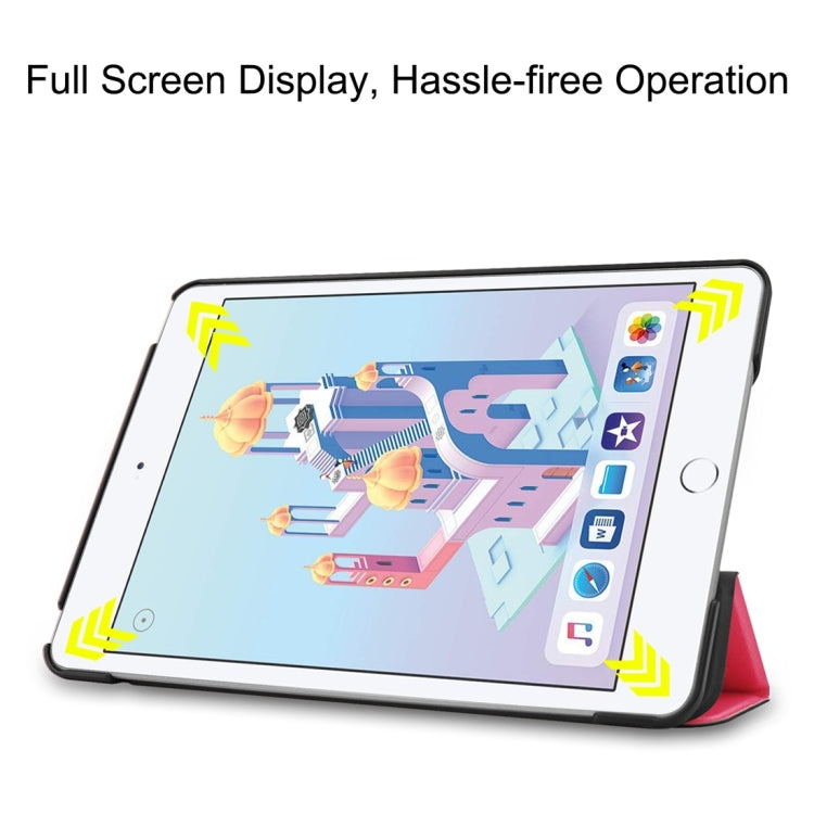 Custer Texture Horizontal Flip Smart PU Leather Case for iPad Mini 4 / Mini 5, with Sleep / Wake-up Function & Three-folding Holder