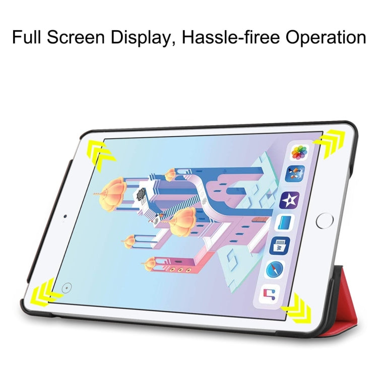 Custer Texture Horizontal Flip Smart PU Leather Case for iPad Mini 4 / Mini 5, with Sleep / Wake-up Function & Three-folding Holder