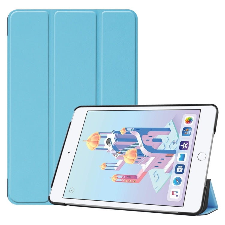 Custer Texture Horizontal Flip Smart PU Leather Case for iPad Mini 4 / Mini 5, with Sleep / Wake-up Function & Three-folding Holder